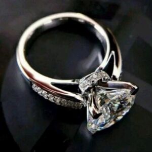 Stunning Silver Simulated Moissanite Ring